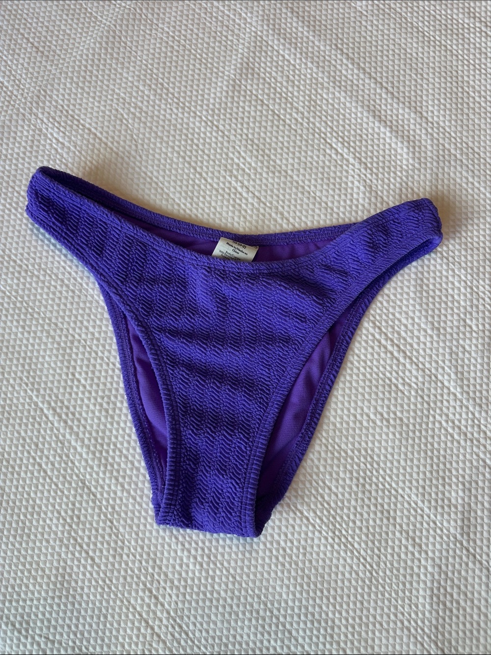 No Boundaries Purple Textured High Cut Bikini Bottom XS 0-2